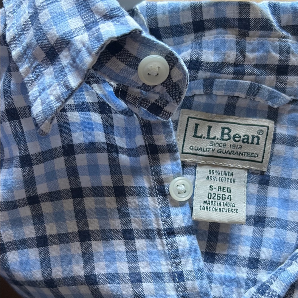 L.L. Bean Light Blue Plaid Men's Shirt